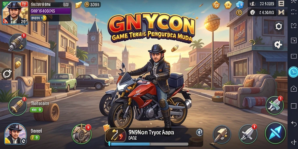 Tampilan gameplay <strong>9N9N</strong> yang seru dalam membangun bisnis Tycoon.
