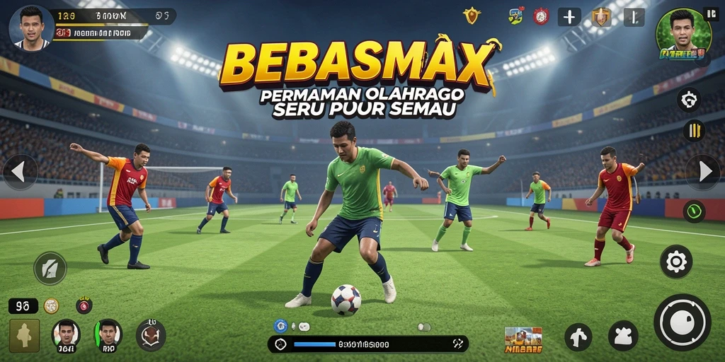 Screenshot utama menampilkan aksi mendebarkan dari permainan olahraga.