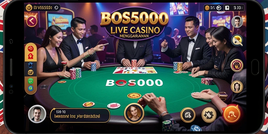 Tampilan gameplay BOS5000 dengan dealer langsung dan interaksi pemain.
