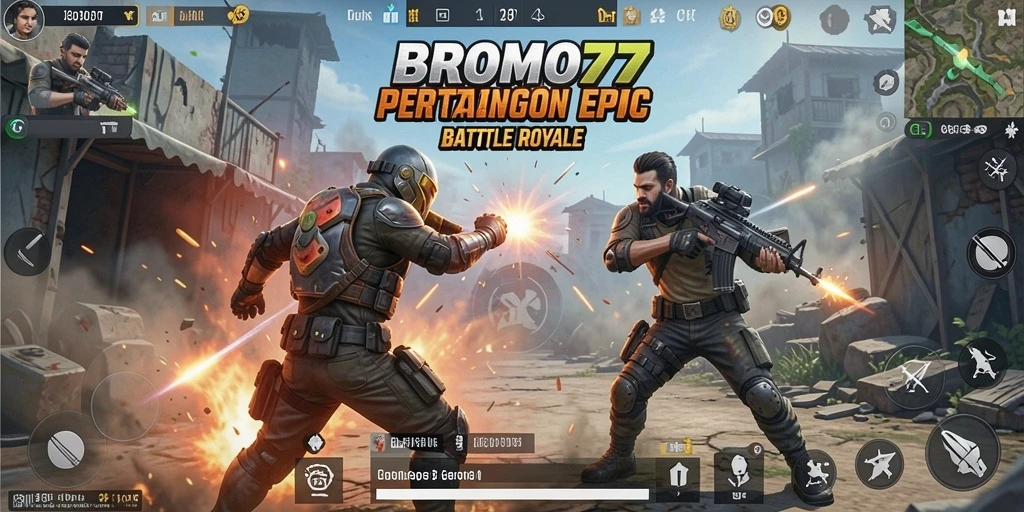 Gameplay seru BROMO77 dalam mode Battle Royale.