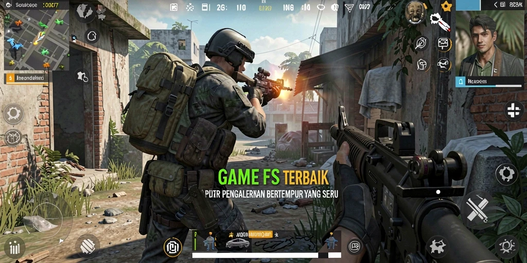 Screenshot C0077 menampilkan aksi menegangkan dalam pertempuran FPS.