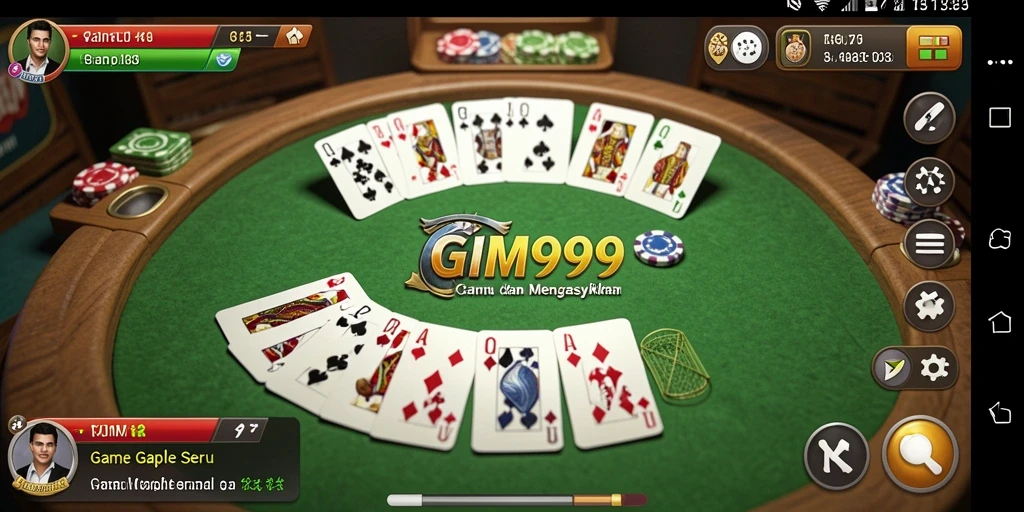 Tampilan gameplay GIM999 saat pertandingan Gaple berlangsung.