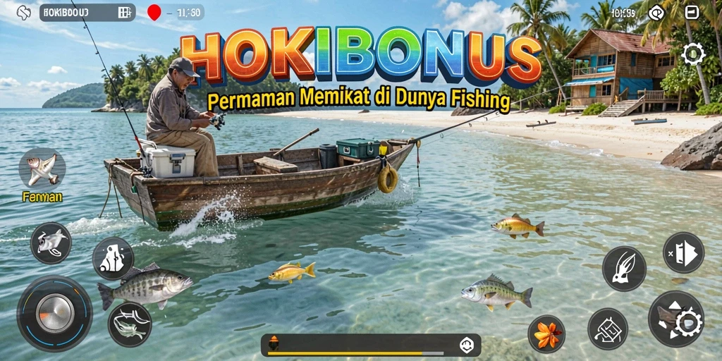 Screenshot HOKIBONUS menampilkan gameplay menangkap ikan yang seru.