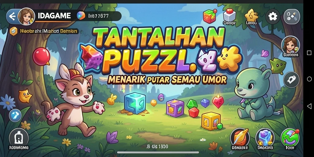 Tampilan gameplay IDAGAME yang penuh warna dan menantang.