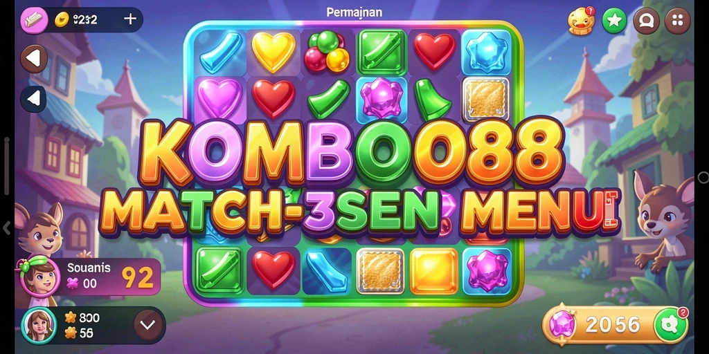 Gameplay seru KOMBO88 dengan berbagai tantangan Match-3.
