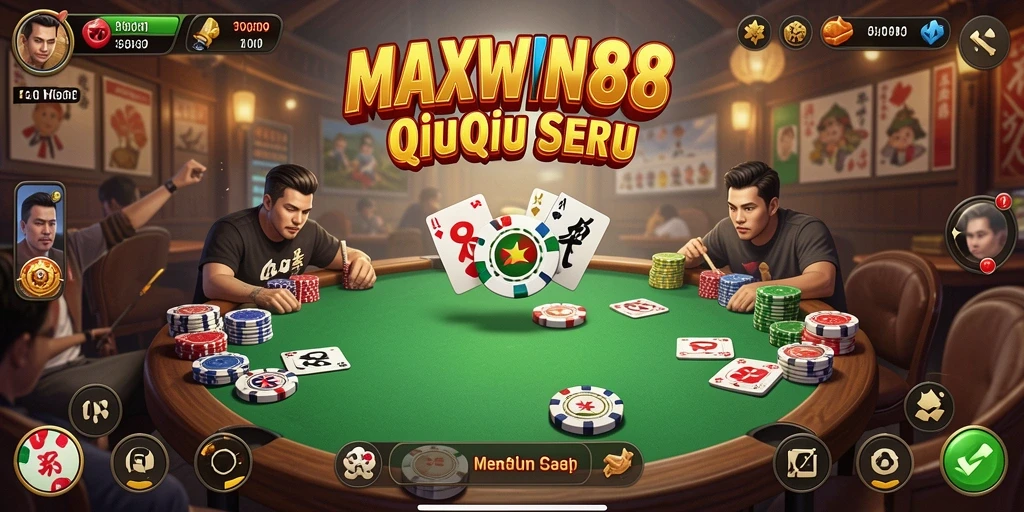 Screenshot gameplay MAXWIN88 menampilkan aksi seru permainan QiuQiu.