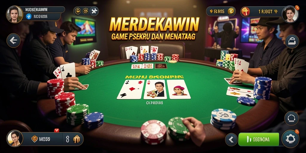 Tampilan layar permainan poker yang menarik dan interaktif.