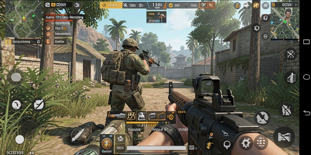 Screenshot gameplay OCE69 memperlihatkan aksi seru dalam pertarungan TPS.
