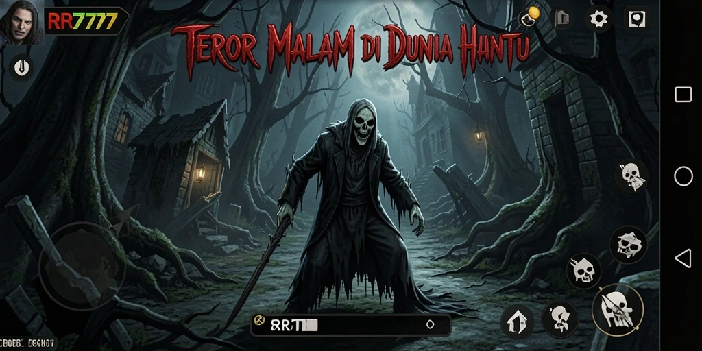 Screenshot menampilkan momen menegangkan dalam gameplay Horror RR777.