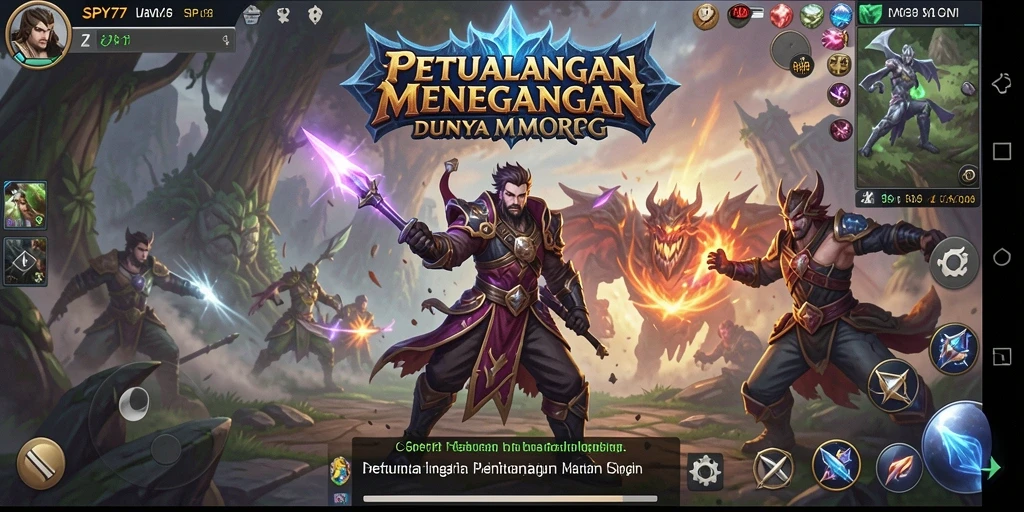Tampilan gameplay SPY77 yang menampilkan aksi MMORPG yang mendebarkan.