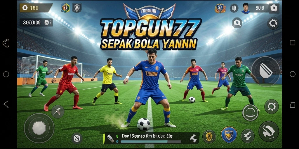 Screenshot gameplay menunjukkan aksi mendebarkan dalam pertandingan sepak bola.