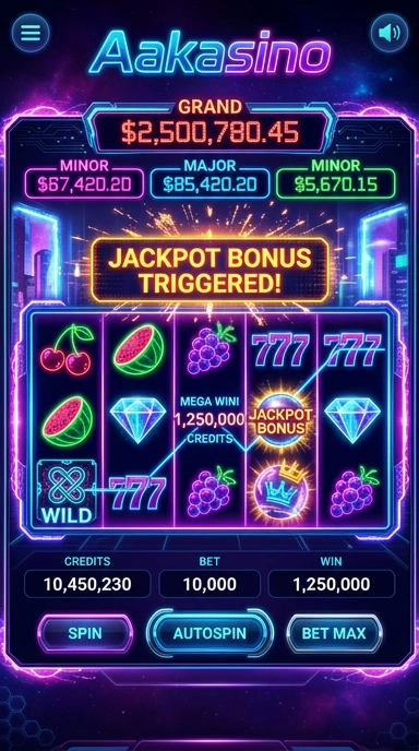 Tampilan antarmuka aakasino yang modern dan menarik.